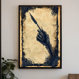 Quill Grasping Skeletal Hand Artistic Poster