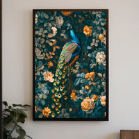 Majestic Peacock Floral Paradise Wall Art