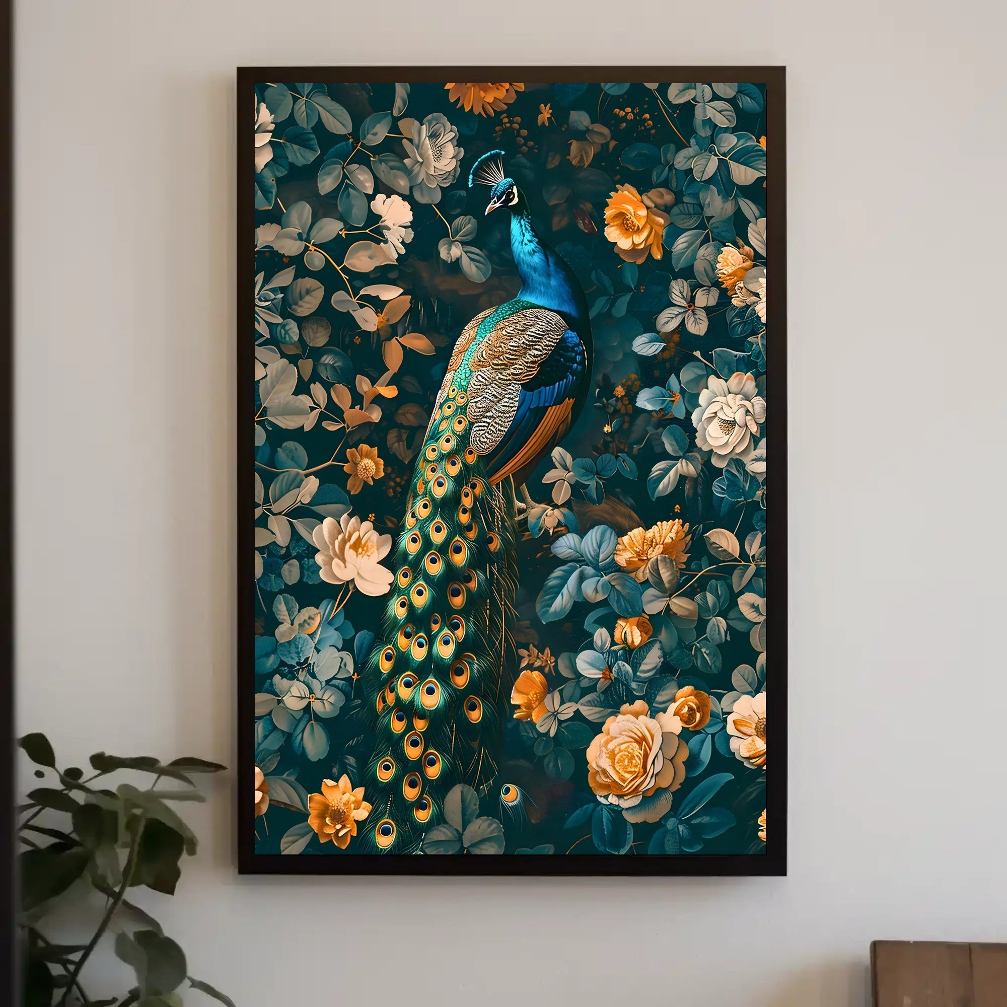 Majestic Peacock Floral Paradise Wall Art