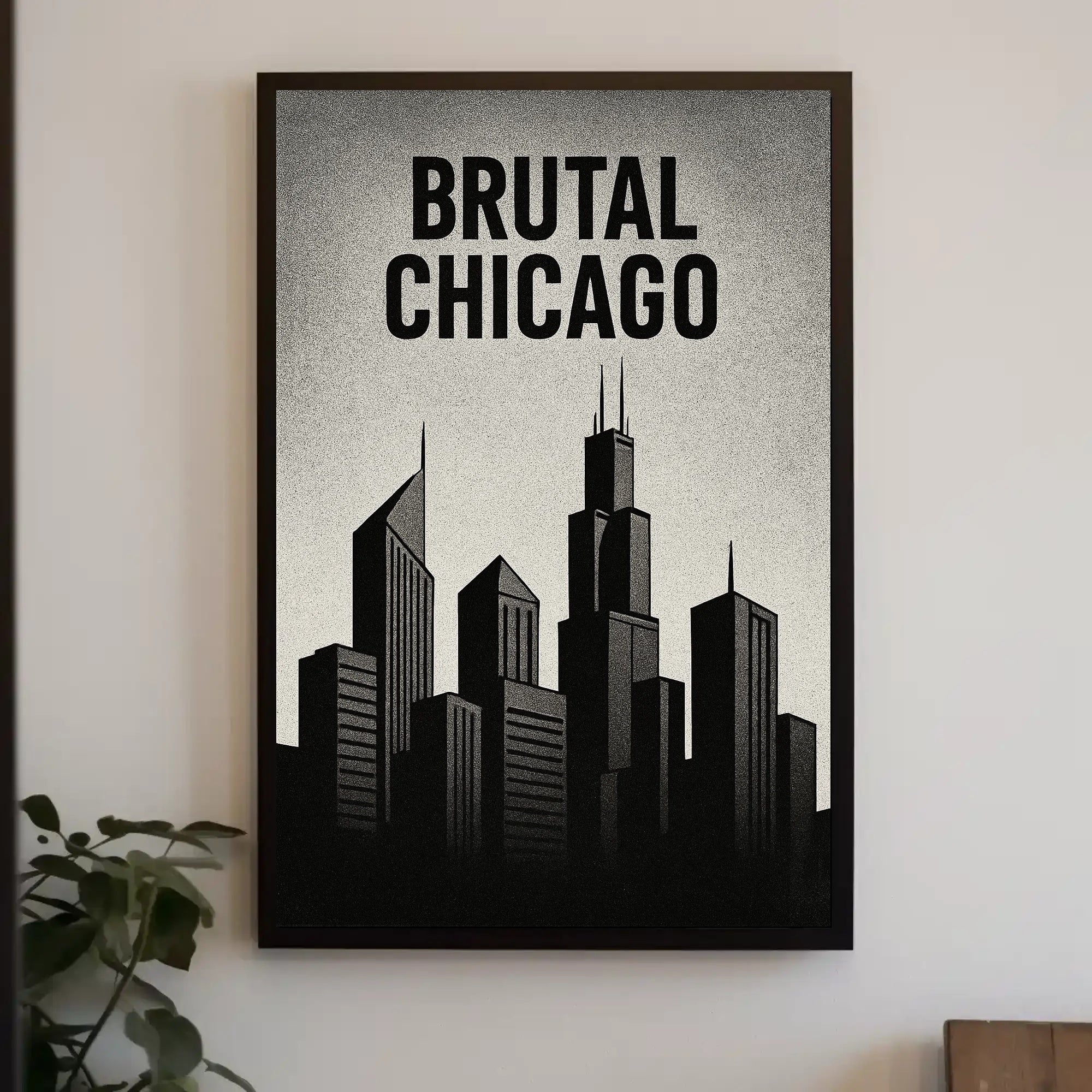 Bold Black-and-White Chicago Skyline Urban or Cityscape Poster