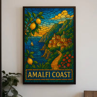 Amalfi Coast Stained Glass Art Poster