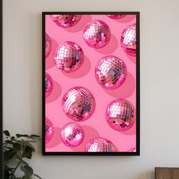 Pink Disco Balls Pattern Art Print - Abstract or Artistic Poster PosterGoat