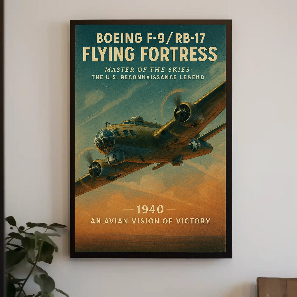 Boeing F-9 Flying Fortress Vintage Aviation Poster