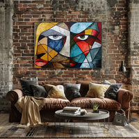 Cubist Faces Vibrant Abstract Art Poster Print