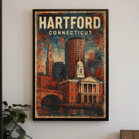 Hartford Cityscape Timeless Art Deco Poster