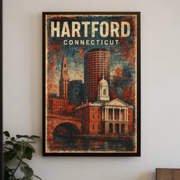 Hartford Cityscape Timeless Art Deco Poster