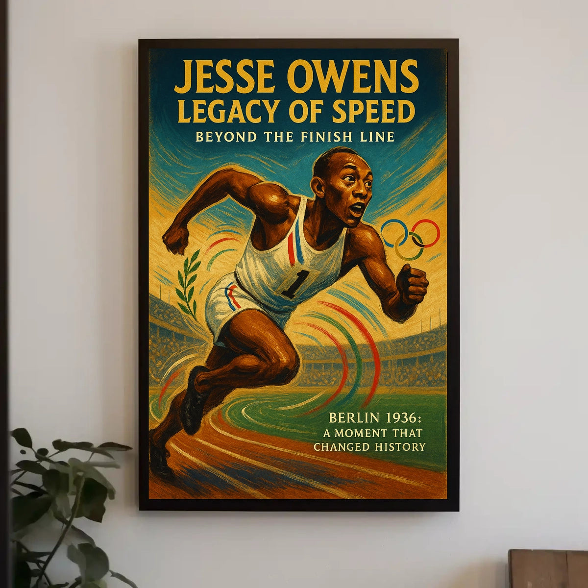 Jesse Owens Triumph 1936 Olympics Vintage Art Poster