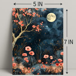 Dreamy Enchanted Garden Under Moonlit Sky Poster