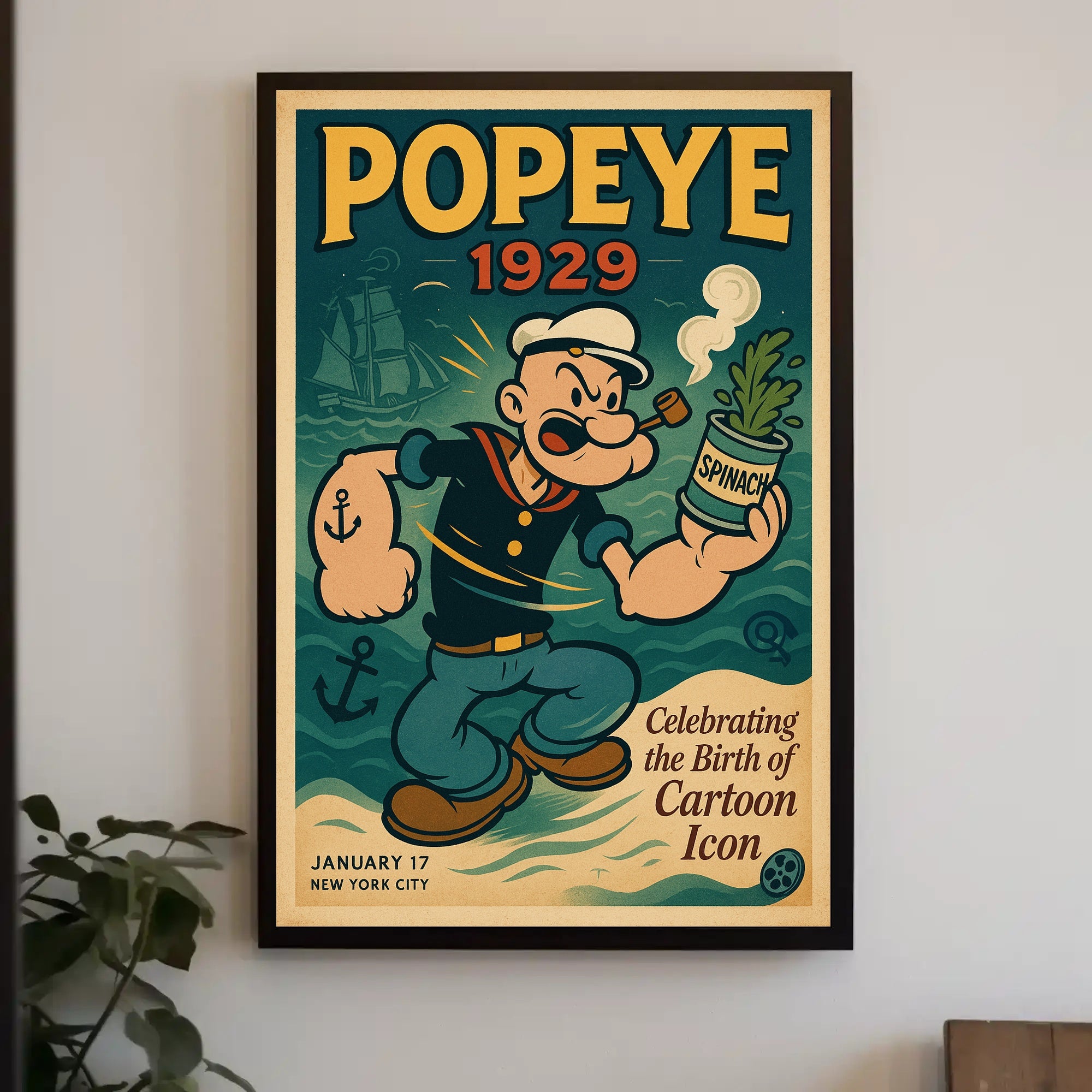 Classic Popeye Nostalgia with Vintage Nautical Theme Pop Culture Poster
