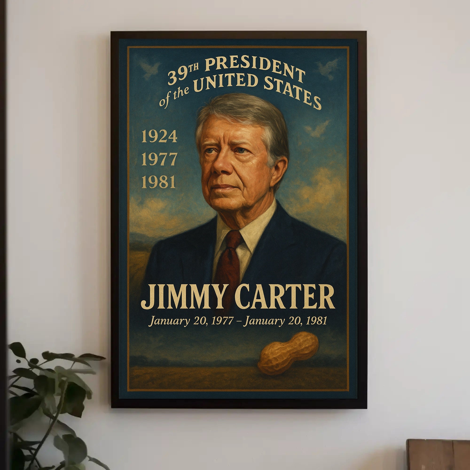 Jimmy Carter 39th President Wall Art Vintage Portrait Print PosterGoat
