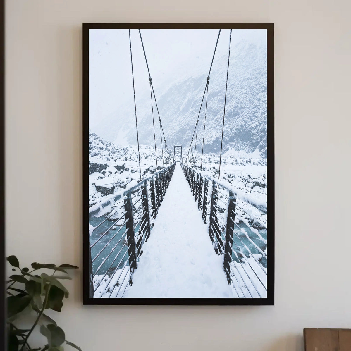Snow-Covered Bridge in Wintery Landscape National Park Poster
