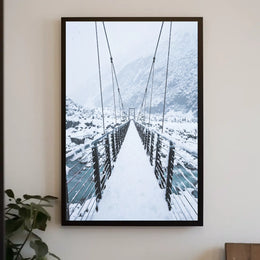 Snow-Covered Bridge in Wintery Landscape National Park Poster