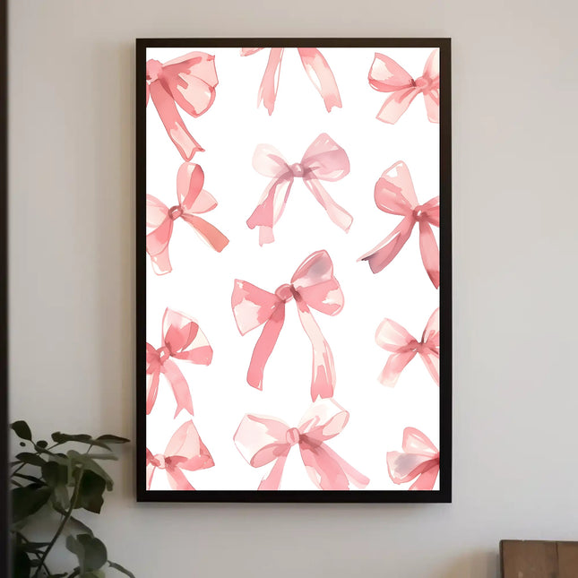 Delicate Pink Bows Watercolor – Abstract or Artistic Poster