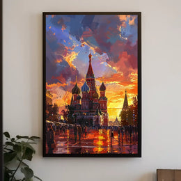 Saint Basil's Cathedral Impressionistic Sunset Poster