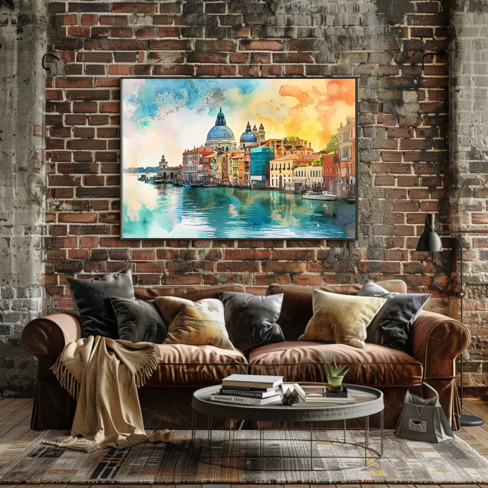 Venice Watercolor Poster: Romantic Canal and Architecture