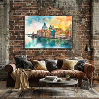 Venice Watercolor Poster: Romantic Canal and Architecture