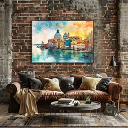 Venice Watercolor Poster: Romantic Canal and Architecture