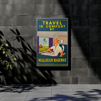 Malayan Railway - Travel in Comfort Vintage Travel Poster