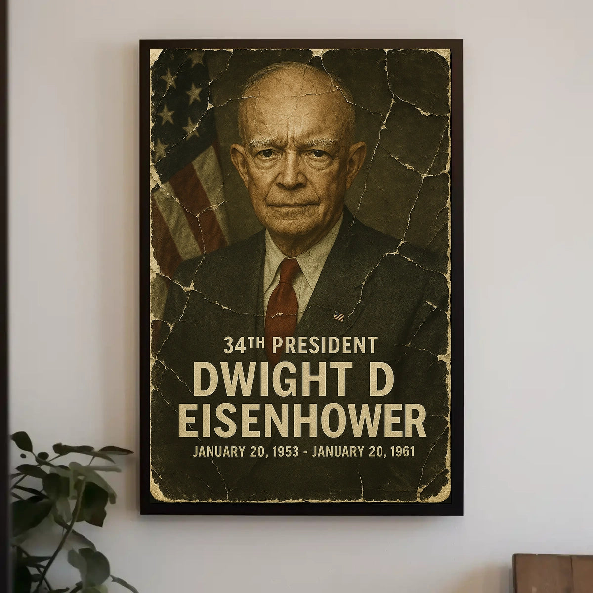 Dwight D. Eisenhower 34th President of the United States Damaged Photograph Poster