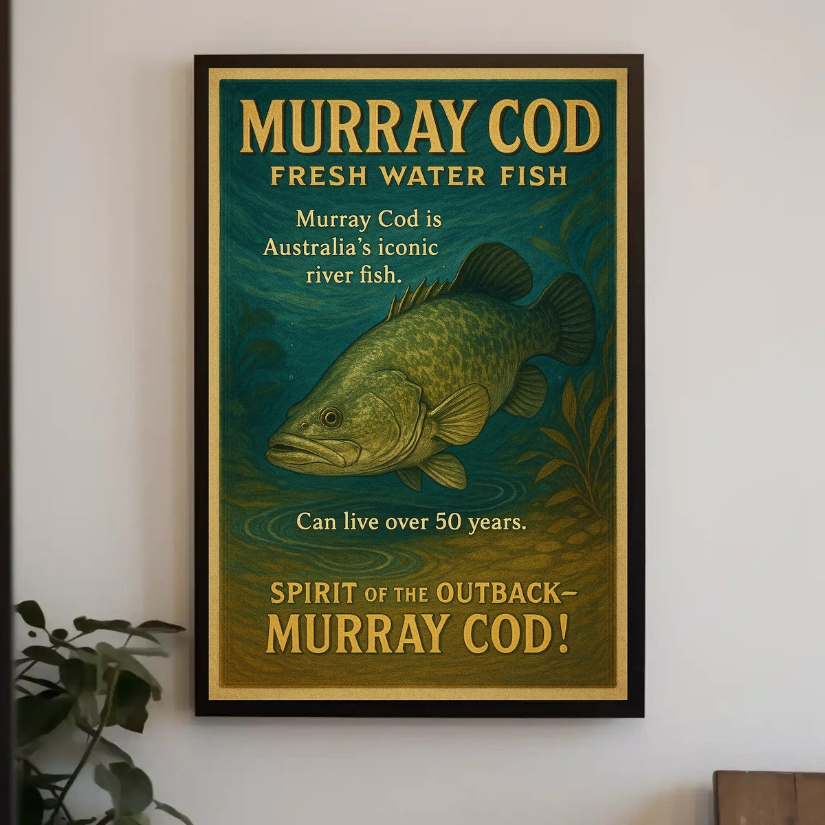 Murray Cod Vintage Illustration Educational Wall Art