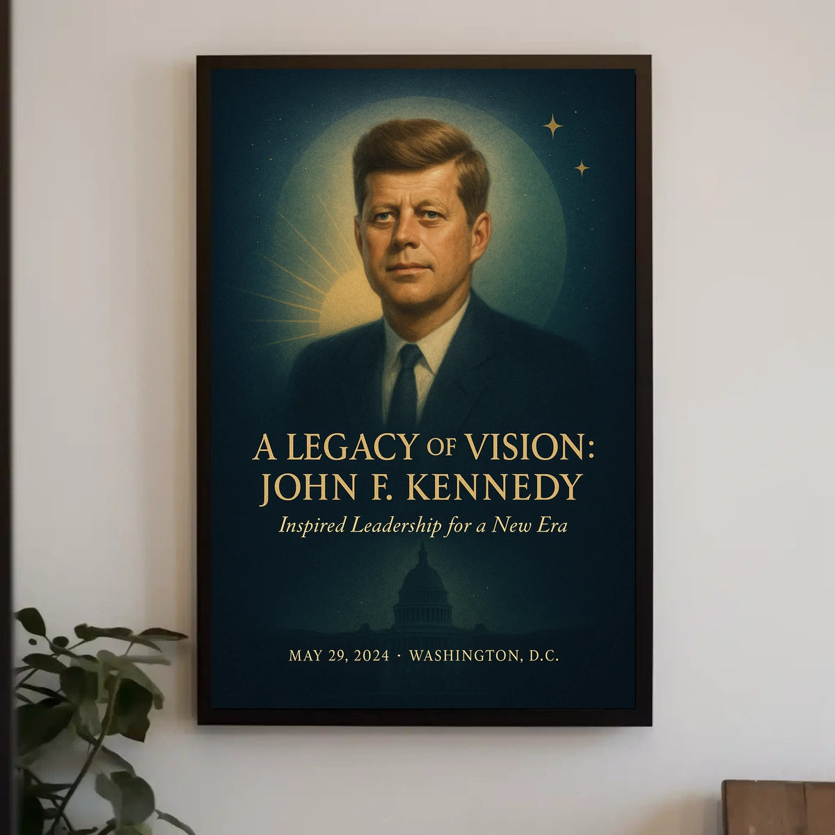 JFK Commemorative Leadership Poster: Vintage Celestial Tribute