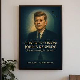 JFK Commemorative Leadership Poster: Vintage Celestial Tribute