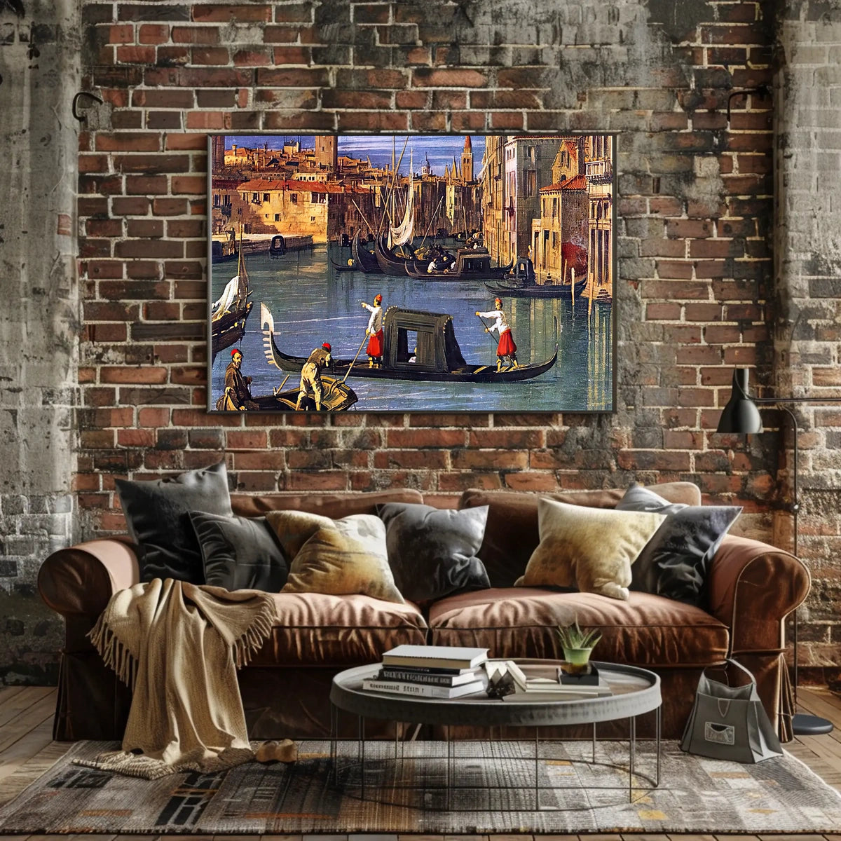 Venetian Gondolas in Vibrant Waterway Cultural or Heritage Poster