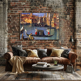 Venetian Gondolas in Vibrant Waterway Cultural or Heritage Poster
