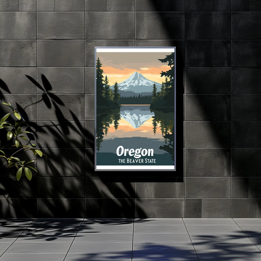 Oregon - The Beaver State Vintage Travel Poster