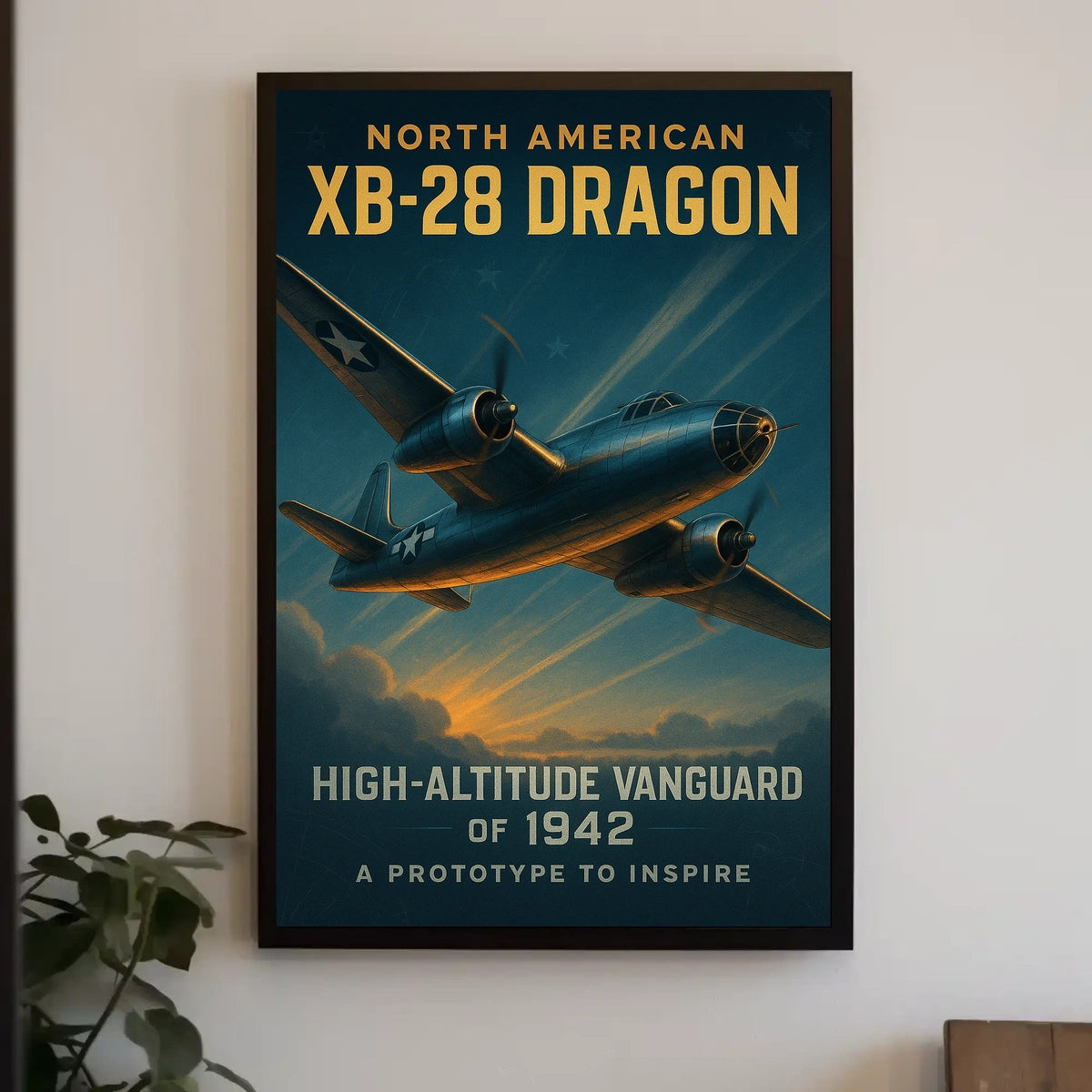 Vintage Aviation Poster: XB-28 Dragon Soaring Skyward