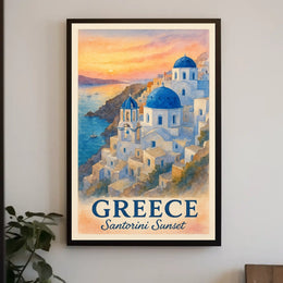 Santorini Sunset Poster