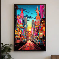 Neon Cityscape At Dusk Poster