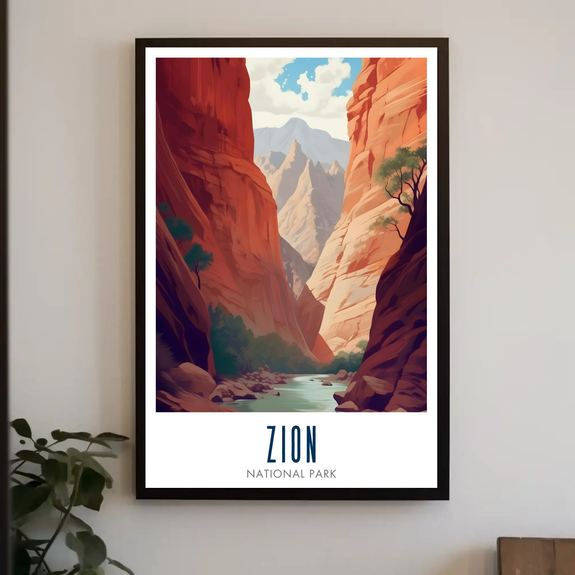 Zion National Park Travel Poster Vintage Canyon Print