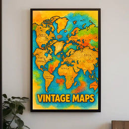 Vintage World Map Art Print Adventure Travel Poster