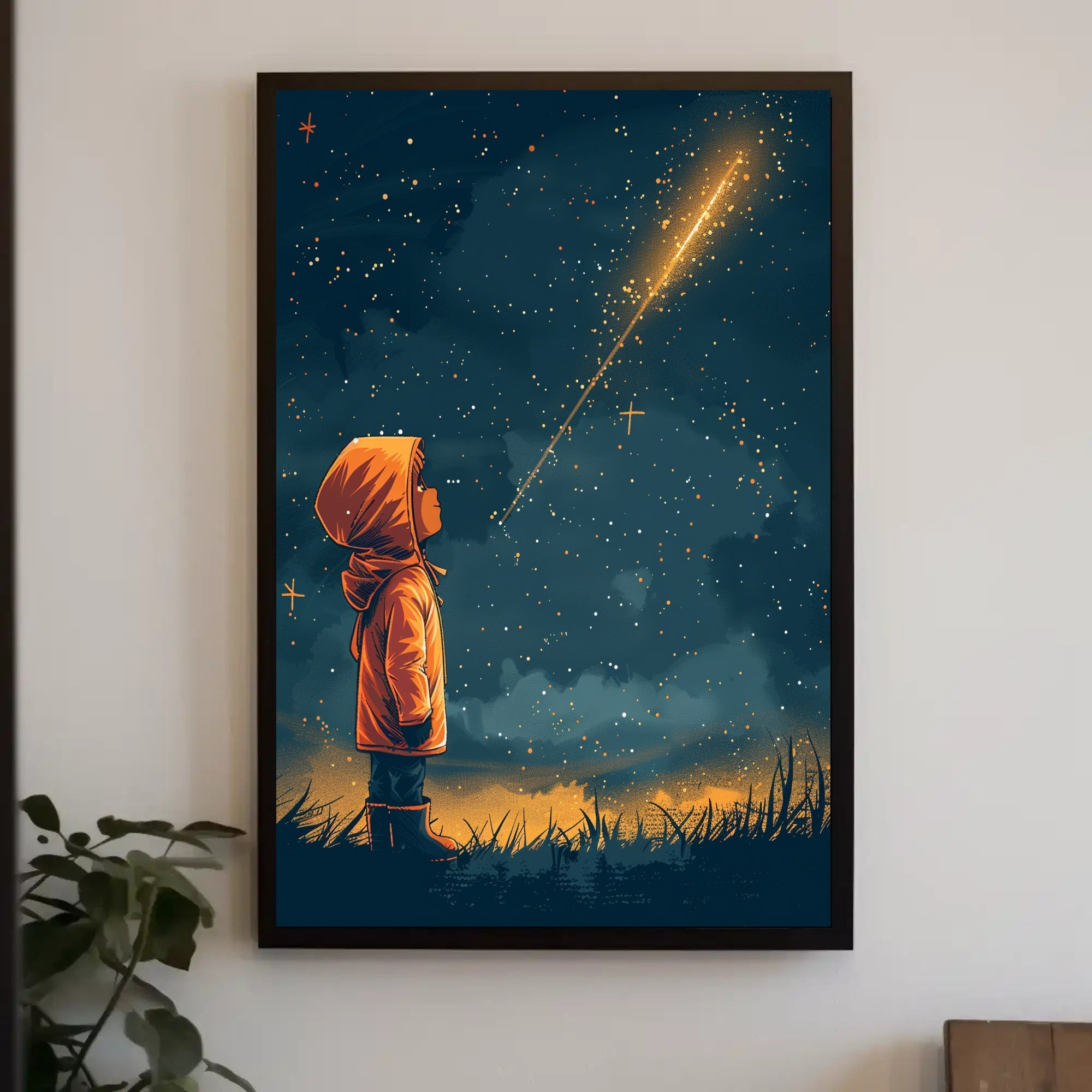 Dreamy Child Gazes at Stars Space or Astronomy Poster PosterGoat