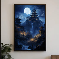 Moonlit Pagoda Serenity Poster