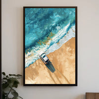 Stormy Cliffside Reflection: Photorealistic Fantasy Poster PosterGoat