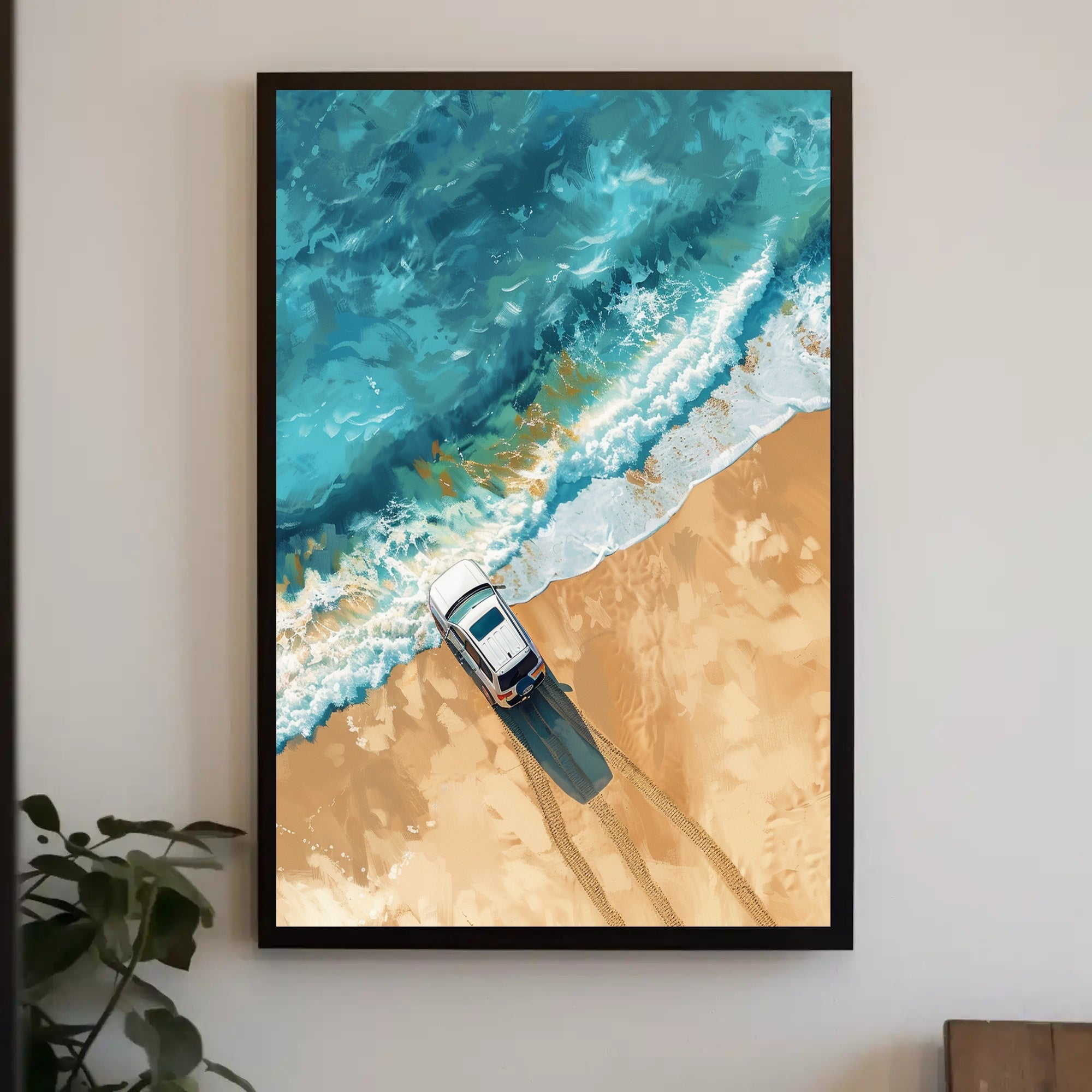 Stormy Cliffside Reflection: Photorealistic Fantasy Poster PosterGoat