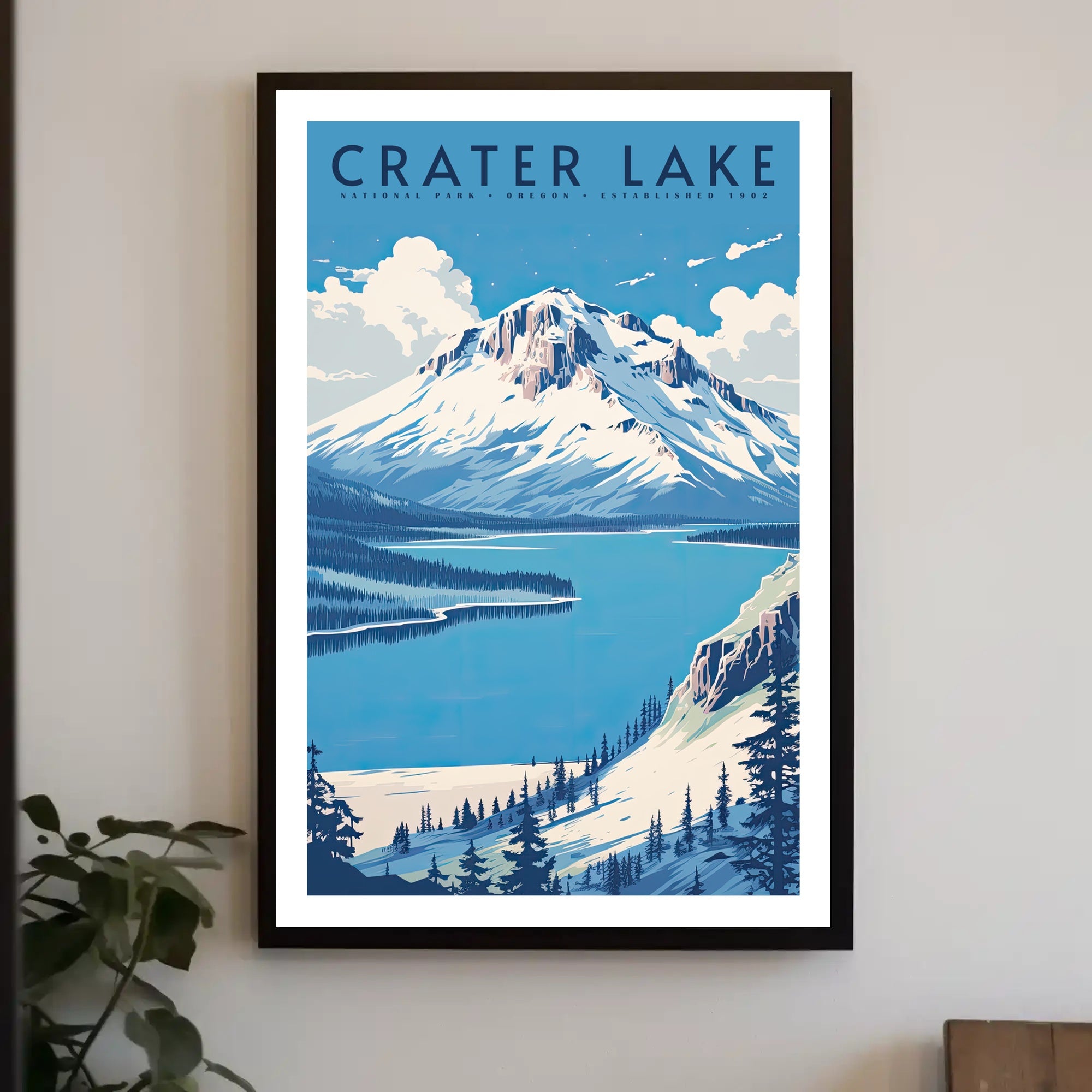 Crater Lake National Park Travel Poster Scenic Print