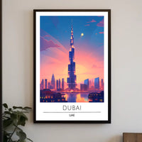 Dubai Sunset Burj Khalifa Urban Cityscape Poster