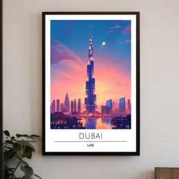 Dubai Sunset Burj Khalifa Urban Cityscape Poster
