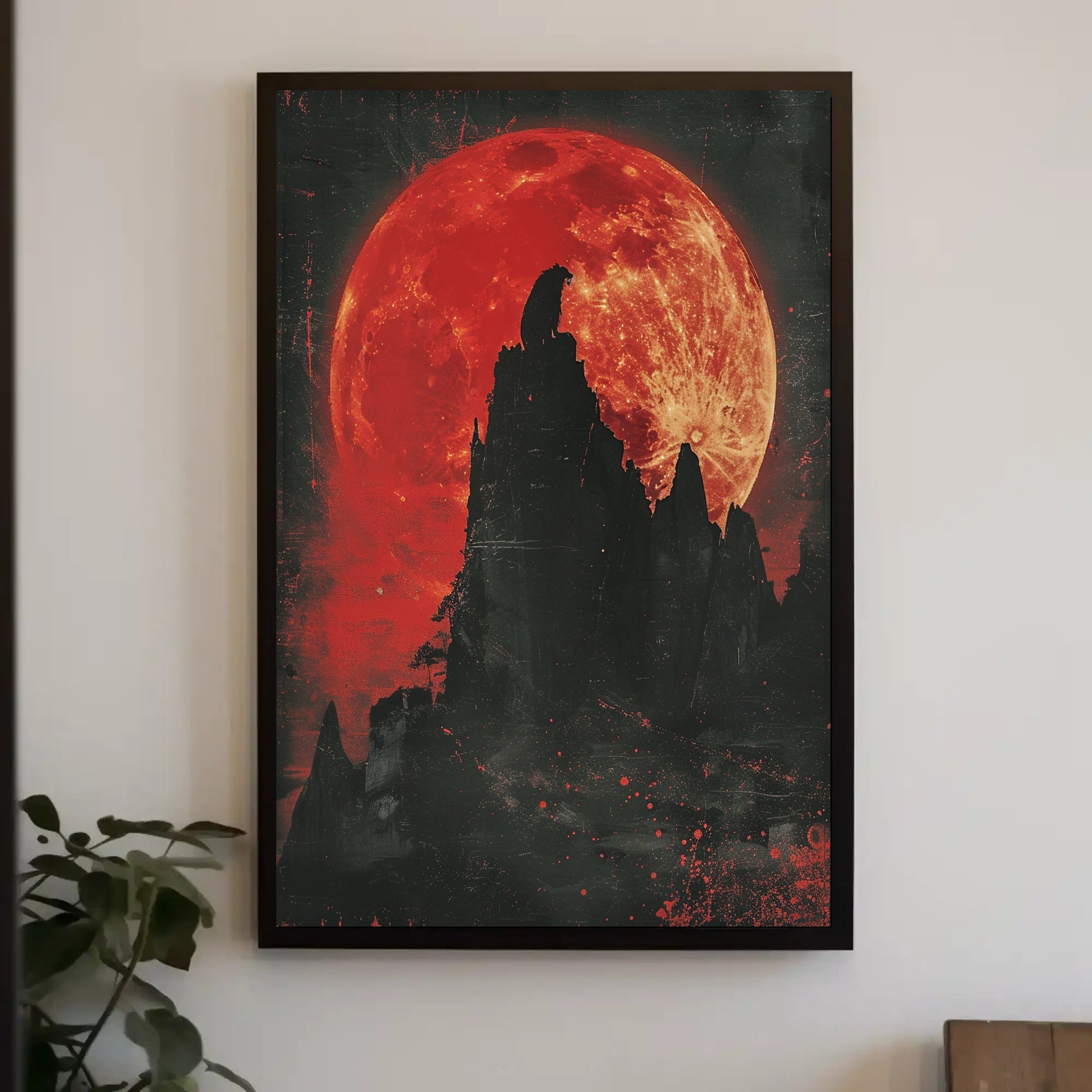 Blood Moon Wolf Fantasy Nightscape Poster PosterGoat