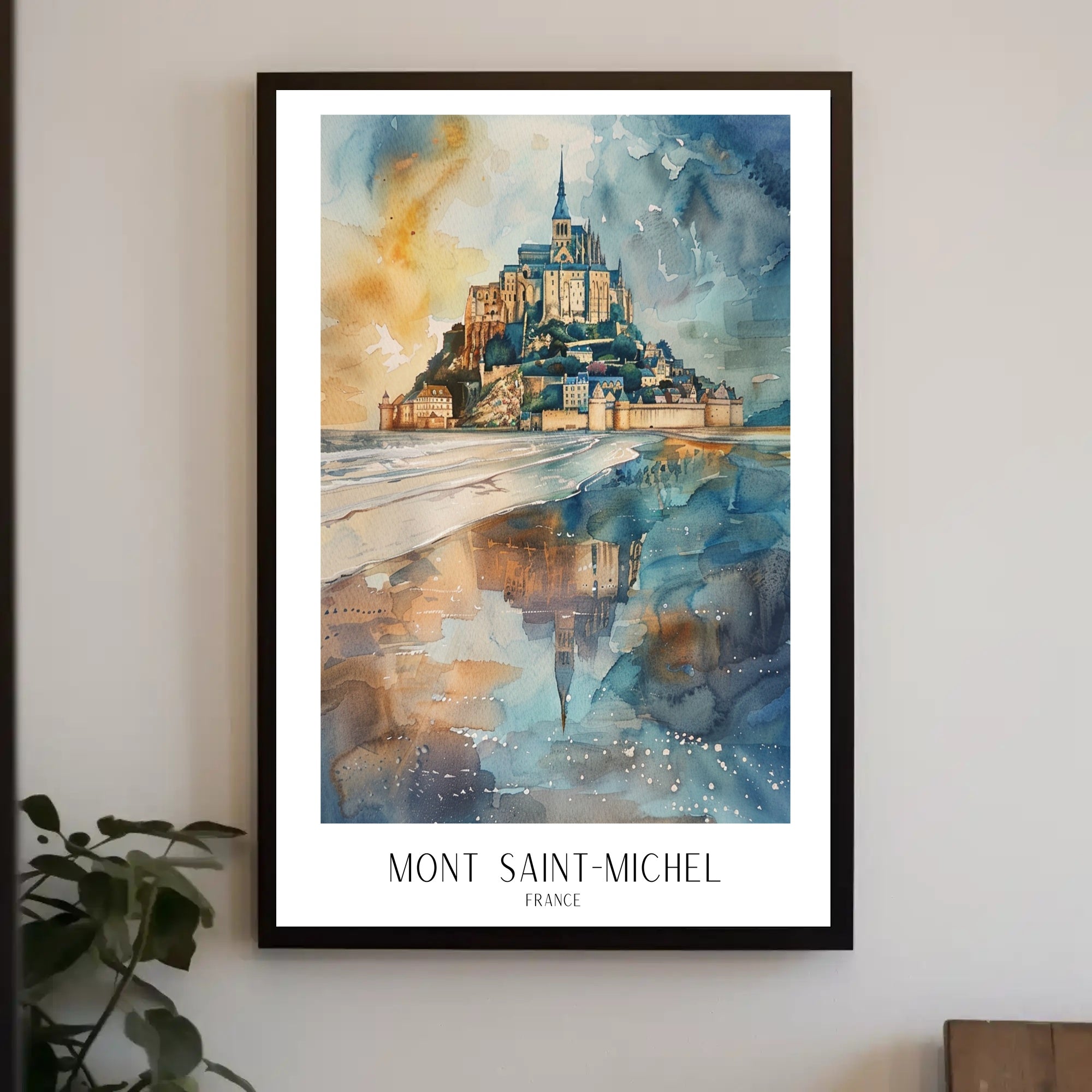 Mont Saint-Michel Watercolor Art: Travel Poster PosterGoat