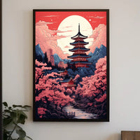Japanese Pagoda Art Print Illustrates Cultural Heritage Poster