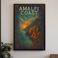 Amalfi Coast Poster 18x24 Coastal Wall Art Coastal Decor