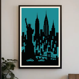 New York City Silhouette Poster Urban Wall Art Decor Gallery