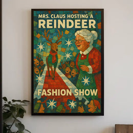 Mrs. Claus Reindeer Fashion Show Holiday Pop Culture Poster