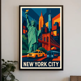 Iconic New York City Poster Vibrant Landmark Artwork Lovers