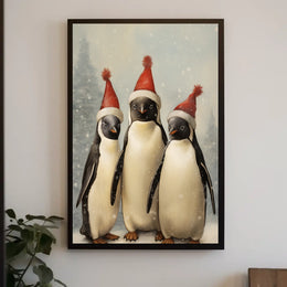 Festive Penguins Trio Poster