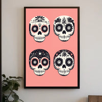Day of the Dead Sugar Skulls Vibrant Floral Poster